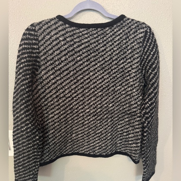 Rag & Bone 100% wool black white grey classic quiet luxury crew neck sweater - Picture 7 of 10